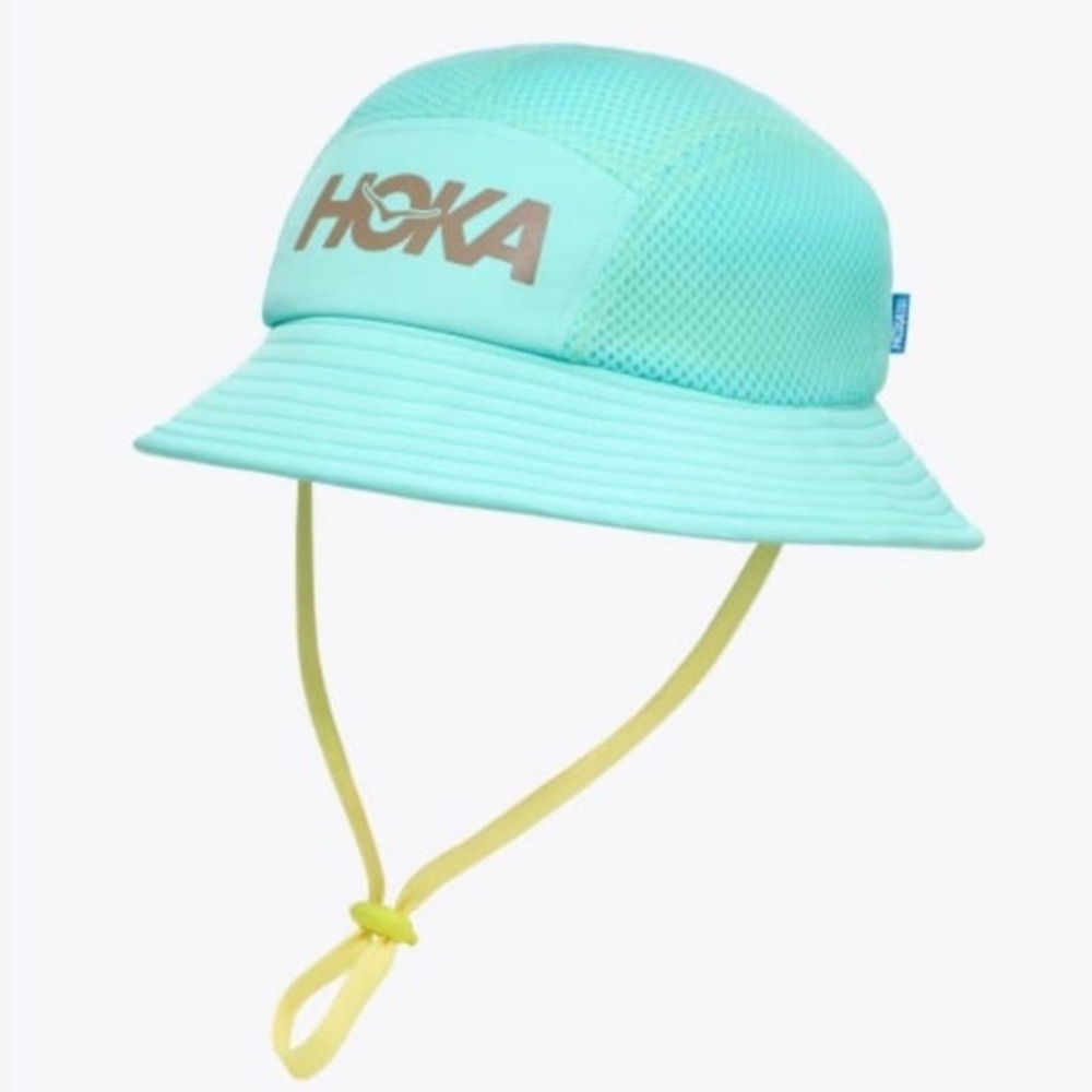 Hoka One Adventure Hat Unisex OSFM Teal Blue Lime Green Mesh Bucket Hat Gorpcore